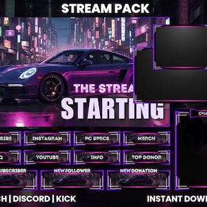 Animated Twitch Stream Pack | Twitch Screen Overlay | Super Car Stream Pack | Twitch Alerts | Chat Overlay | Twitch Panels | Intermission