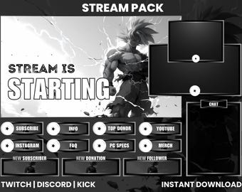 Animated Twitch Stream Pack | Twitch Screen Overlay | Animated Screens | Chat Overlay | Twitch Alerts | Twitch Panels | Webcam Overlay
