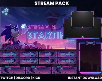Animated Twitch Stream Pack | Twitch Screen Overlay | Animated Screens | Chat Overlay | Twitch Alerts | Twitch Panels | Webcam Overlay