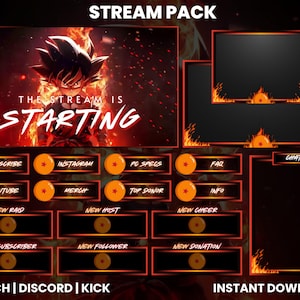 Kid Fire Anime Twitch Stream Pack | Obs Anime Twitch Screen Overlay | Chat Overlay | Twitch Alerts | Twitch Panel | OBS Compatible |