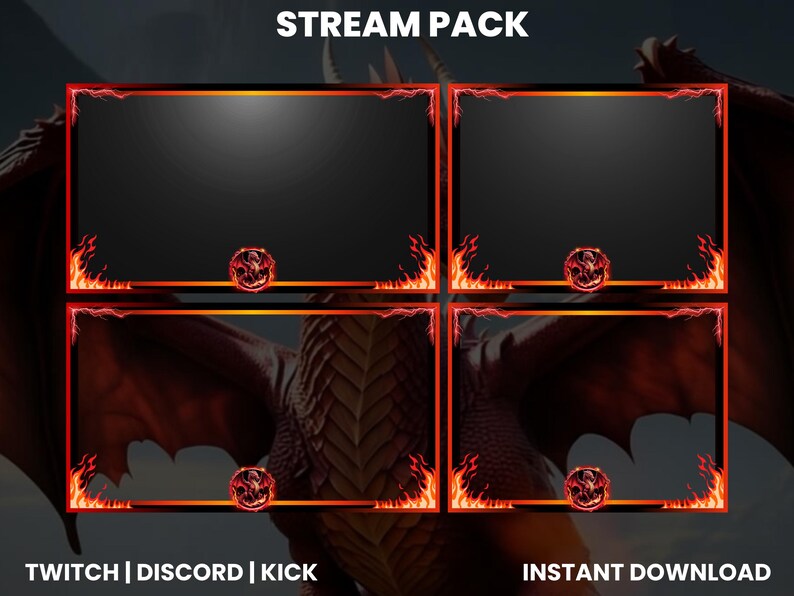 Left Overlay Red Dragon Twitch Stream Pack | Animated Overlays & Panels - Etsy