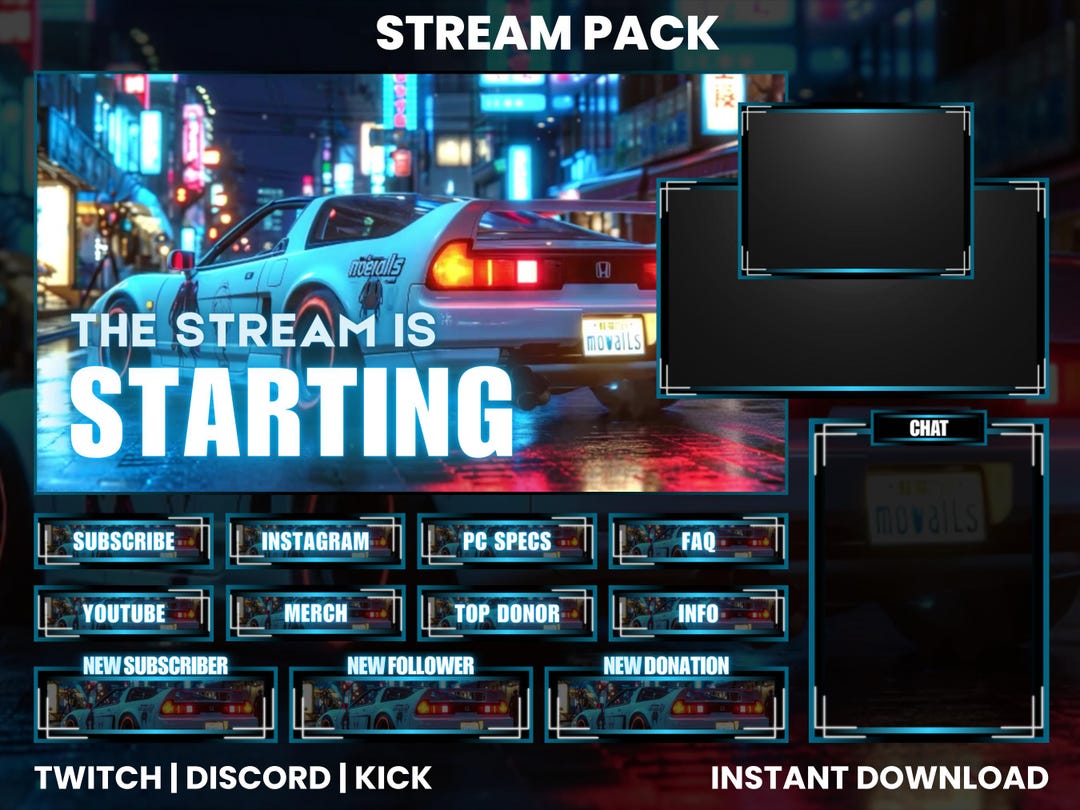 Car Racing Twitch Stream Pack | Animated Overlays, Screens & Panels - Etsy