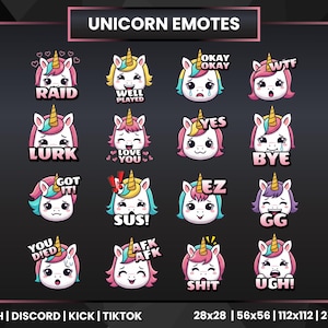 Cute Unicorn Emotes | Magical Unicorn Emote | Unicorn Emotes Collection | Sub Icons | Digital Emotes | Discord Emotes | Emotes | Discord |