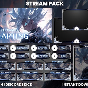 Anime Twitch Stream Pack | Twitch Screen Overlay | Animated Screens | Chat Overlay | Twitch Alerts | Twitch Panel | OBS Compatible | Discord