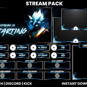 Blue Anime Twitch Stream Pack | Obs Anime Twitch Screen Overlay | Chat Overlay | Twitch Alerts | Twitch Panel | OBS Compatible |