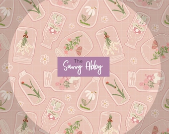Whimsical Spring Garden Girl Seamless Pattern 300 DPI PNG Instant Download for Digital Papers Vinyl Fabric Surface Design