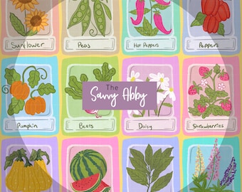 Farmhouse Garden Seed Packet Seamless Pattern 300 DPI PNG Instant Download for Digital Papers Vinyl Fabric Surface Design