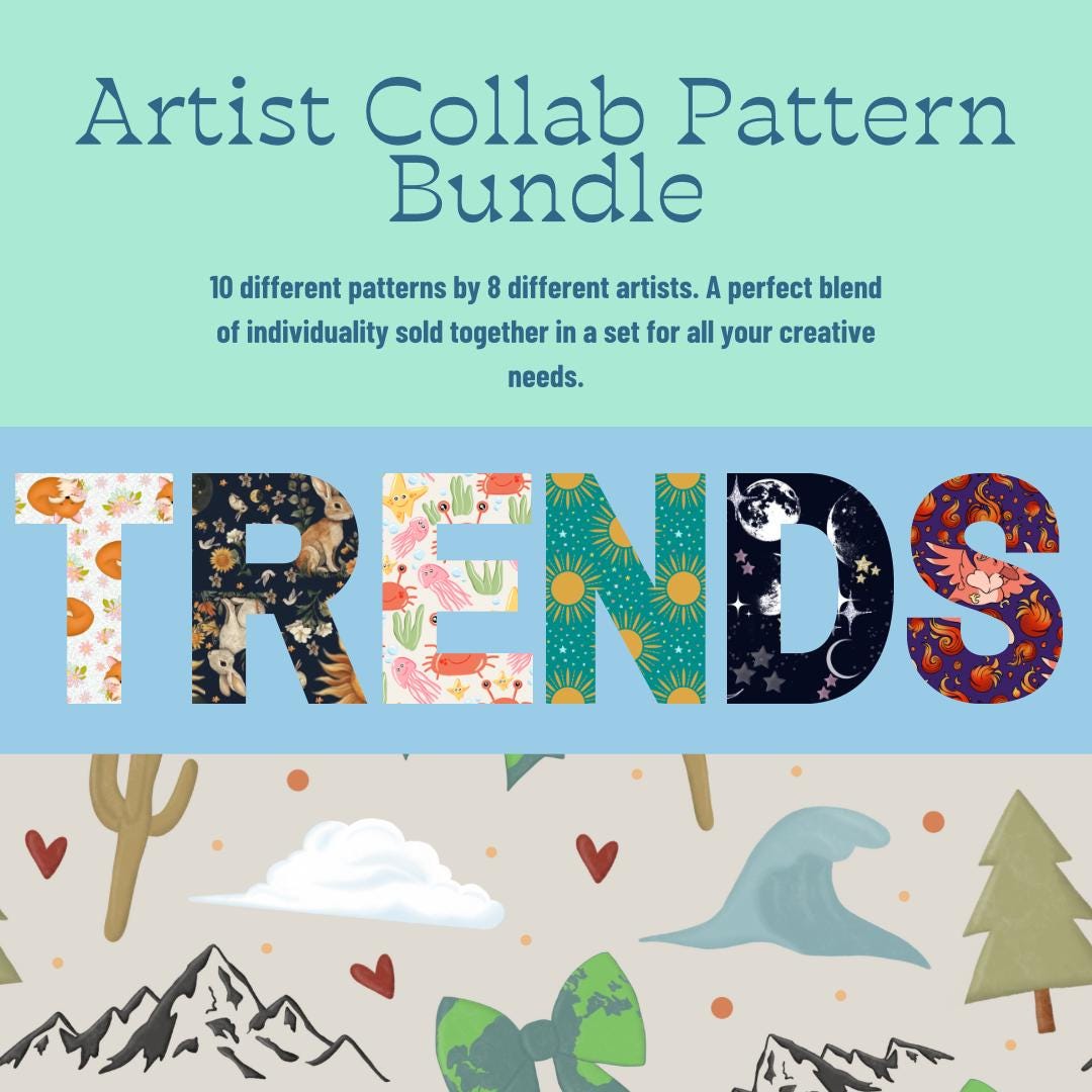 Seamless Digital Pattern Bundle | Western, Celestial, Floral, Woodland ...