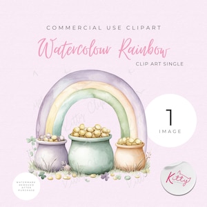 Single Watercolour Cute Rainbow Pot of Gold PNG| St Paddy's Clipart Pack | St. Patrick’s Day | Irish Clipart | Commercial Use