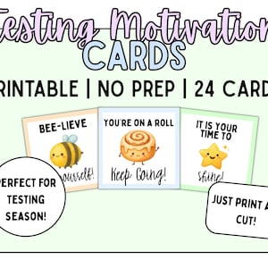 Student Motivation Cards | Encouragement Notes for Testing (Digital Download)