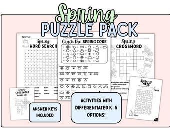 Spring Puzzle Pack | Elementary Printable Puzzle Activities K-5
