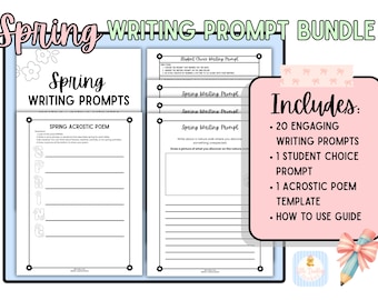 20 Spring Writing Prompts + Choice & Acrostic Pages | Creative Classroom Activities for Grades 2–5