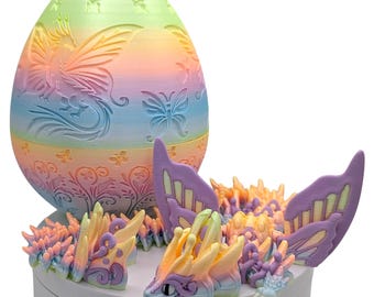 Articulating Butterfly Dragon with Embossed Egg: 3D Printed Fidget Decor