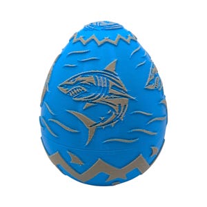 Shark Egg, Happy 50th Birthday Jaws! 3D Printed Egg of the Month, Shark Week is Coming, 3D Printed Dragon Egg with Shark Decor, June 2025