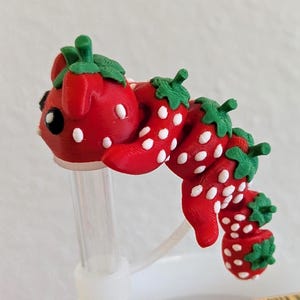 3D Printed Strawberry Dog Straw Topper: Articulated Flexi Design, 10mm Straw Cover