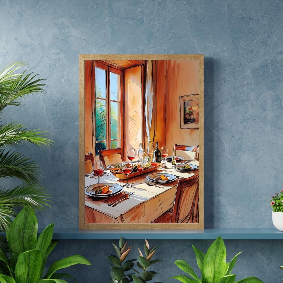 300 mediterranean kitchen posters bundle, retro café... Italian Dinner Table Poster | Mediterranean Kitchen Wall Art | Rustic ...
