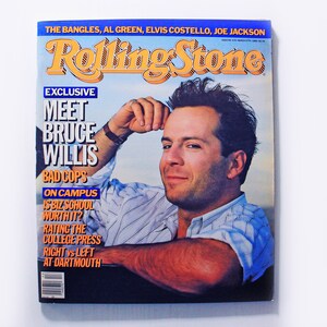 vintage Rolling Stone Magazine, couverture Bruce Willis, 27 mars 1986, numéro 470