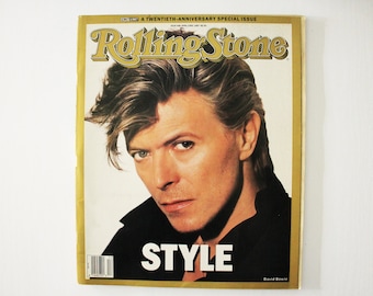 Portada de David Bowie - Revista Vintage Rolling Stone - Especial vigésimo aniversario - Estilo - 23 de abril de 1987, Número 498