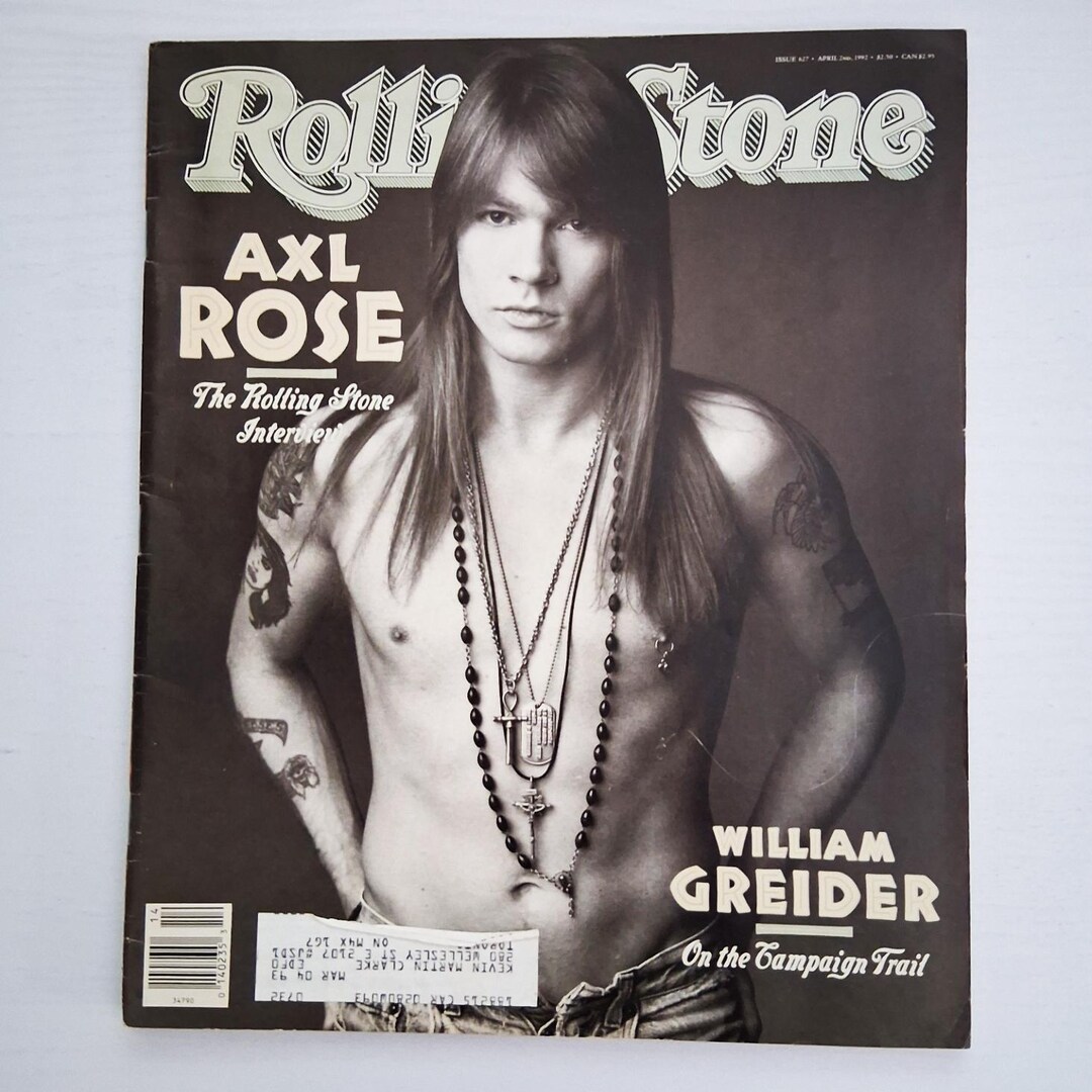 Vintage Rolling Stone Magazine, Axl Rose, April 2 1992, Issue 627 - Etsy