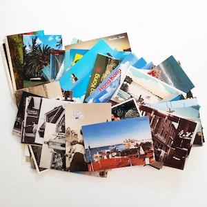Lot de 120 cartes postales vintage originales, inutilisées, emplacements aléatoires dans le monde entier pour le scrapbooking, les journaux indésirables, les collages