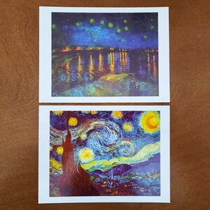 Cartes postales de peintures de Vincent Van Gogh, nuit étoilée, authentiques cartes postales d'art vintage inutilisées x 2