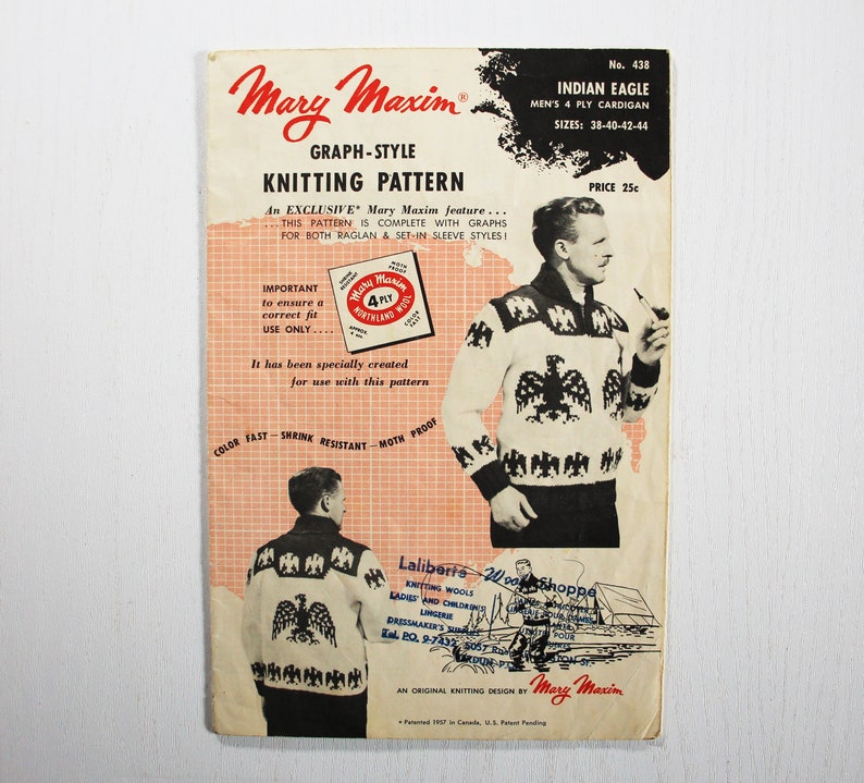 Fresh Look at Mary Maxim Knitting Pattern Graph Style No 438 Men S
