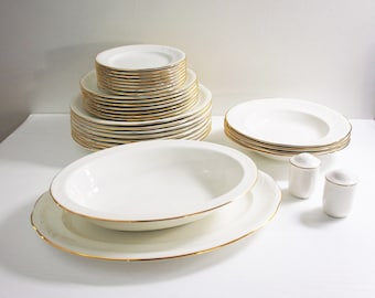 Choose Royal Albert Tiara Dinner, Salad, Bread and Butter Plates; Rim Soup Bowl; Platter; Salt and Pepper; Gold Trim Vintage Replacements