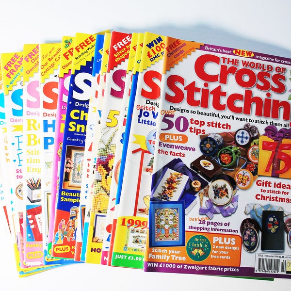 Choose The World of Cross Stitching Magazine, Vintage from 1998 to 2001