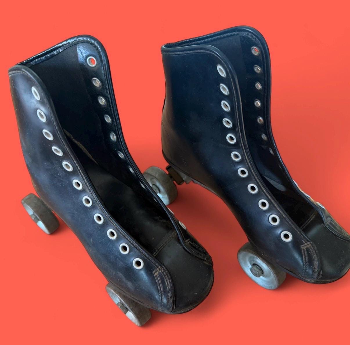 Patins à Roulettes Vintage Hyde Cuir Blanc Taille 5 Femme - Bout Fendu, état D'origine