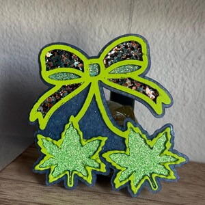 Bow Hemp Leaf Freshie Car Air Freshener (Black Ice) image 2