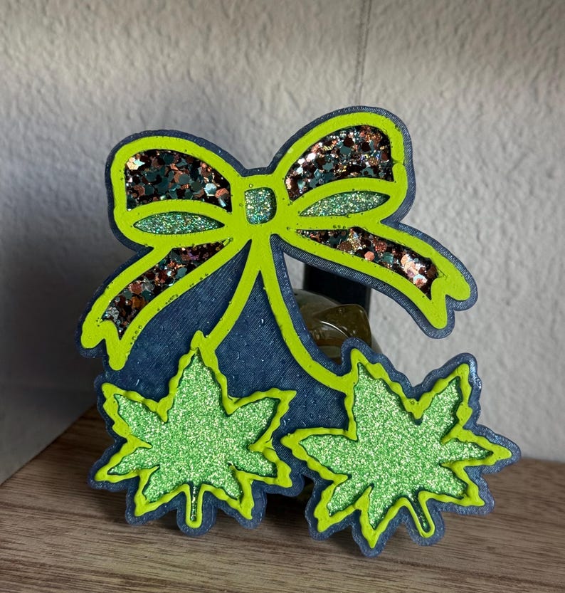 Bow Hemp Leaf Freshie Car Air Freshener (Black Ice) image 2