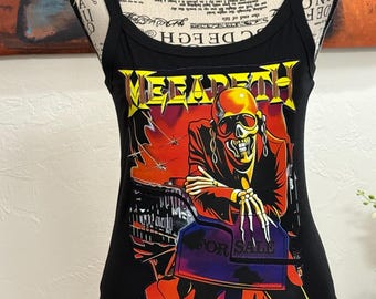 Custom sewn Megadeth Peace Sells & Voodoo Doll ribbed tank top size medium