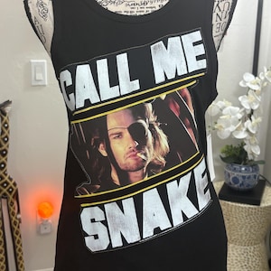 Custom sewn ESCAPE from NEW YORK & Snake Plissken slim fit ribbed muscle racer back tank top size large (runs small)