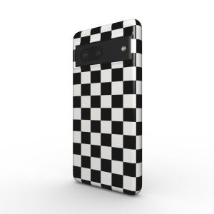 Checkered Phone Case, Black/White, iPhone, Samsung Galaxy, Google Pixel