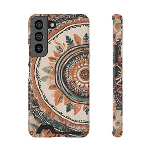 Funda para teléfono con tarjetero y diseño de mandala bohemio