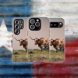 Texas Longhorn Western Design, Cowboy Bull Steer Rodeo Tough Phone Case