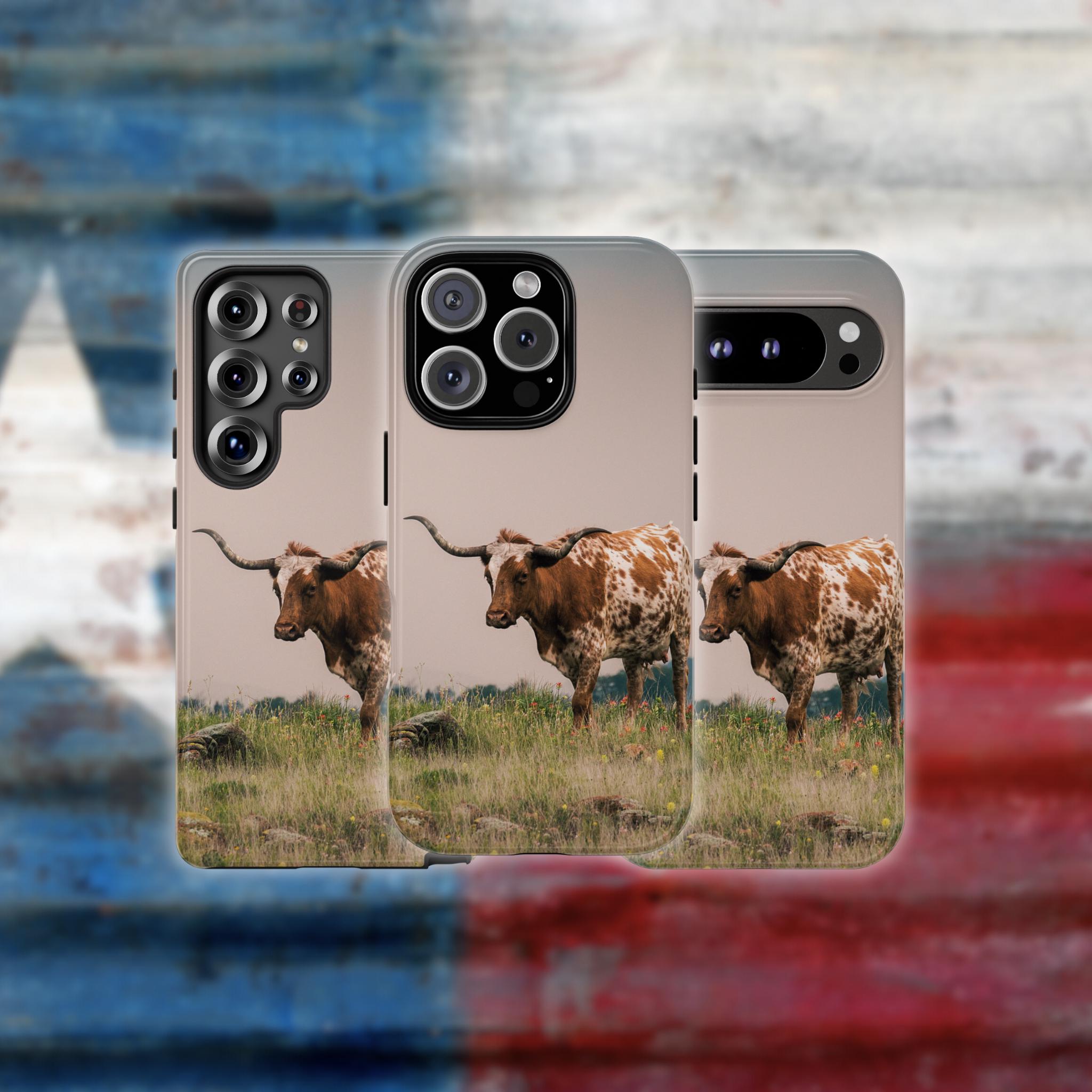 Texas Longhorn Western Design, Cowboy Bull Steer Rodeo Tough Phone Case Texas Longhorn Western Design, Cowboy Bull Steer Rodeo Tough Phone Case
