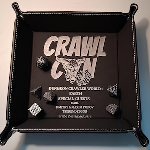 Customizable Dungeon Crawler Carl "CrawlCon" Accessory and Dice Snap -up Tray (6 x 6 Inch)