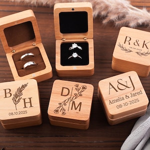 Custom Wooden Wedding Ring Box,Wedding Engagement Ring Box,Engraved Ring Bearer Box,Wedding Ceremony,Anniversary Gift