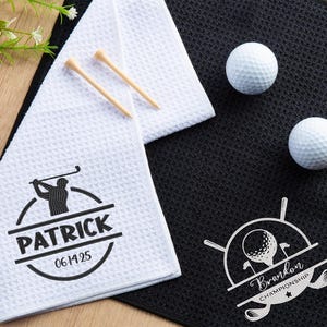Asciugamano da golf ricamato, asciugamano da golf personalizzato, asciugamano da golf con monogramma, asciugamano da golf personalizzato, regalo da golf personalizzato per papà, groomsmen
