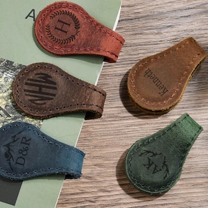 Magnetische bladwijzers, gepersonaliseerde leren bladwijzer, cadeau voor haar hem, boekaccessoires, vintage bladwijzer, cadeau boekenliefhebber, cadeau lezer