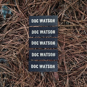 Doc Watson Stenciled Patch / Raw Edge Recycled Denim / Sew On