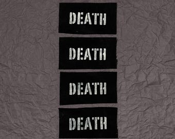 Death Stenciled Patch / Raw Edge Cone Denim / Sew On