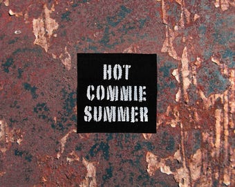 Hot Commie Summer Stenciled Patch / Raw Edge Cone Denim / Sew On