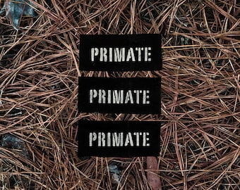 Primate Stenciled Patch / Raw Edge Cone Denim / Sew On