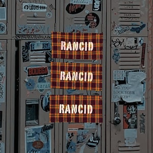 Rancid Stenciled Patch / Raw Edge Upcycled Fabric / Sew On