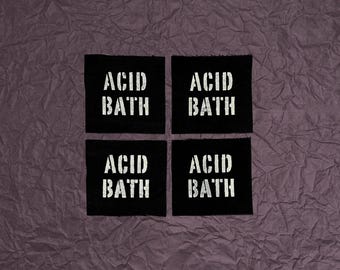 Acid Bath Stenciled Patch / Raw Edge Cone Denim / Sew On