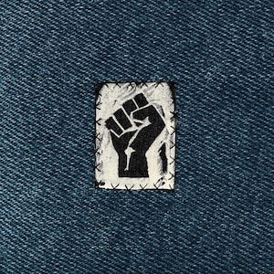 Power to the People Stamped Patch / Raw Edge Recycled Denim / Sew On