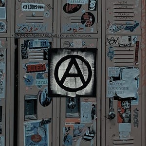 Anarchy Symbol Stenciled Patch / Raw Edge Bull Denim / Sew On