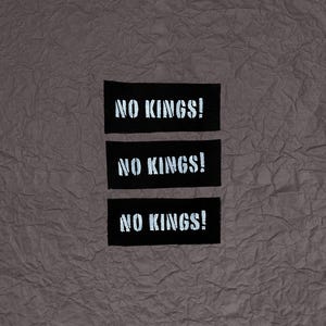 No Kings Stenciled Patch / Raw Edge Cone Denim / Sew On